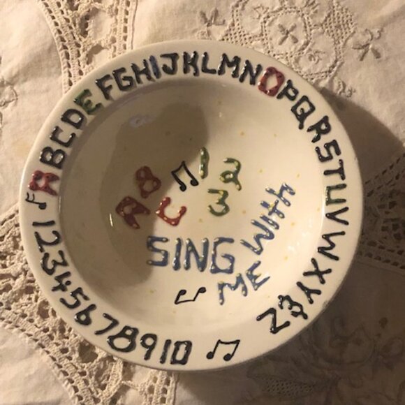 SUPER CUTE "ABC 123 SING WITH ME" Bowl; Handmade; Pre-owned; - Picture 1 of 7